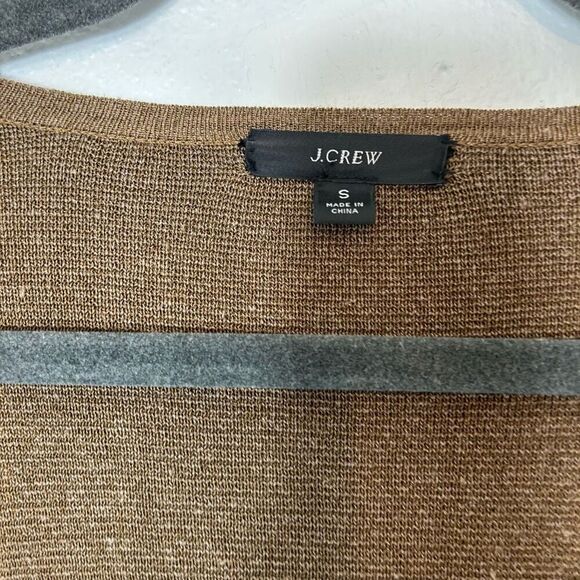 J. Crew M Juliette linen brown collarless knit cardigan sweater size small - Picture 6 of 7